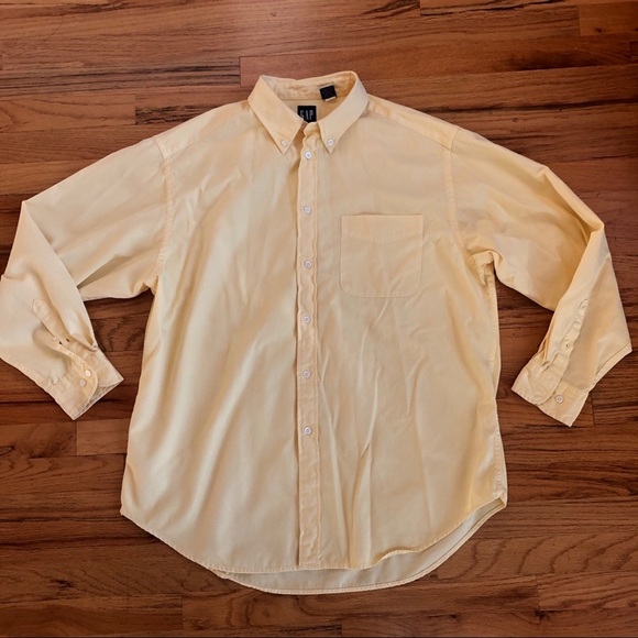 GAP Lemon Yellow Cotton Button Down Shirt L - Picture 1 of 5